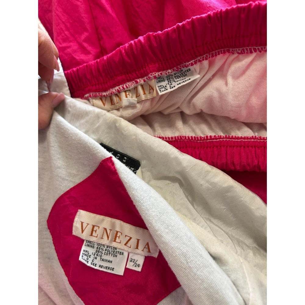 90s Venezia Women's Size XXL Track Suit Set Windbreaker Jacket Pants Pink Lined - Picture 7 of 16